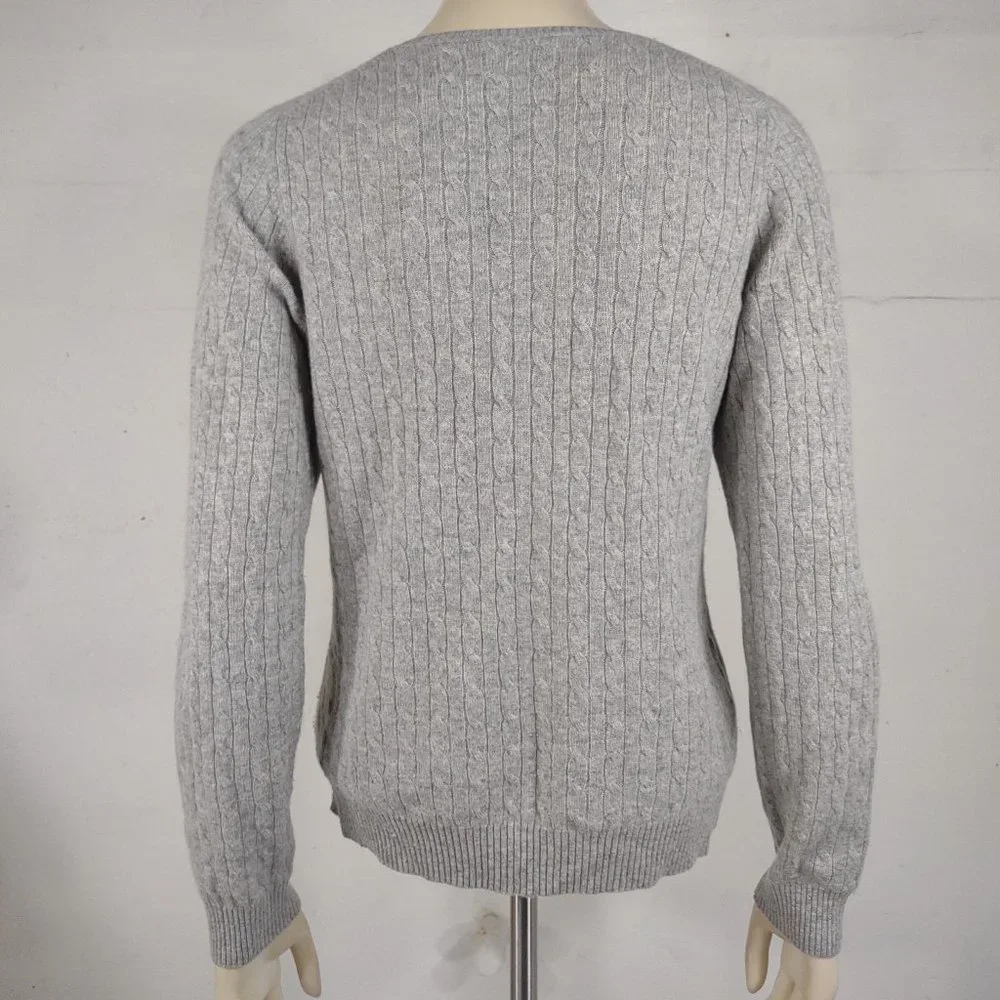 Charter Club gray 2-Ply 100% Cashmere cable knit pullover sweater ladies Medium - Picture 4 of 6